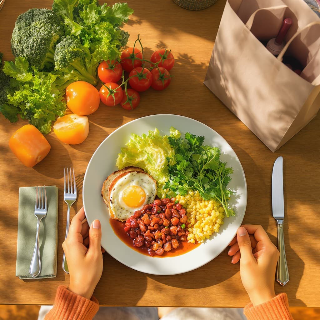 A row of three single-portion dinner plates